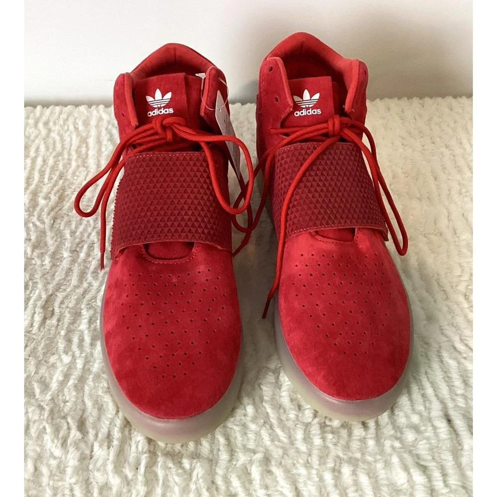ADIDAS Tubular Invader Strap Trainers Men's 11.5 Red BB5039 With Box Y2K